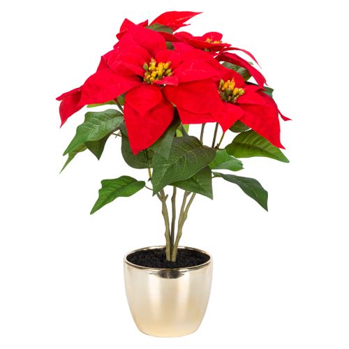 Poinsettia artif H. 45 cm VAKY Vert vue 3/4