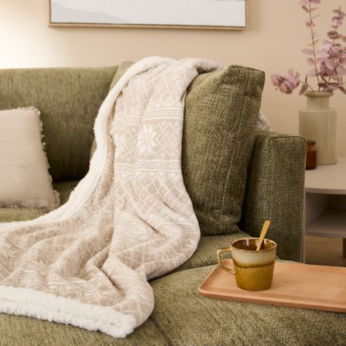 Plaid 130x160 cm VALENTIN Beige vue d'ambiance 1