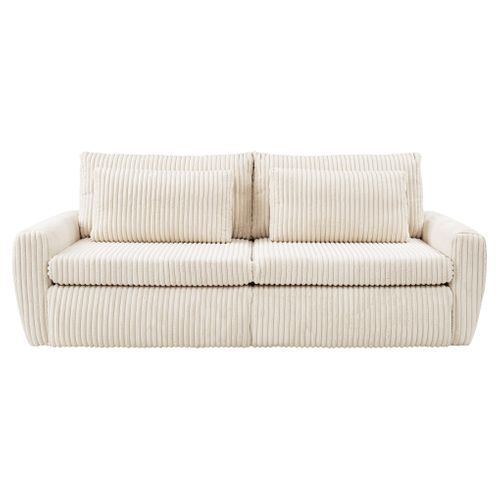 Canapé 3 places convertible MEVI tissu ambiance crème