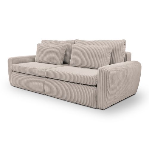Canapé 3 places convertible MEVI tissu ambiance grège