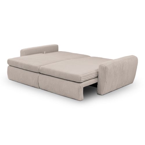 Canapé 3 places convertible MEVI tissu ambiance grège