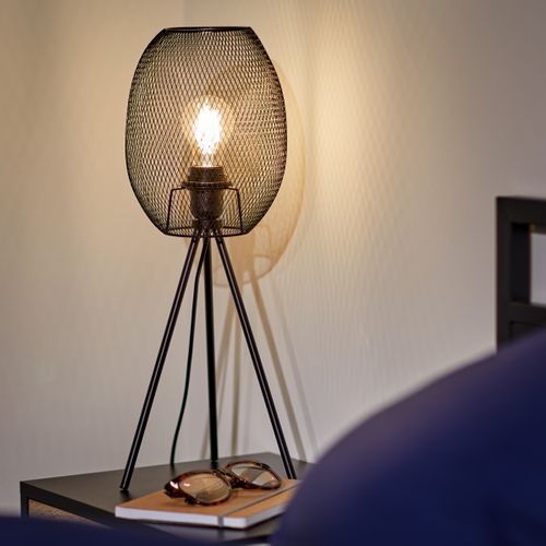 Lampe à poser trépied H. 51 cm CAGE Noire mate vue d'ambiance 1