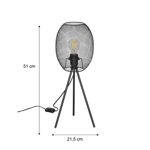 Lampe à poser trépied H. 51 cm CAGE Noire mate