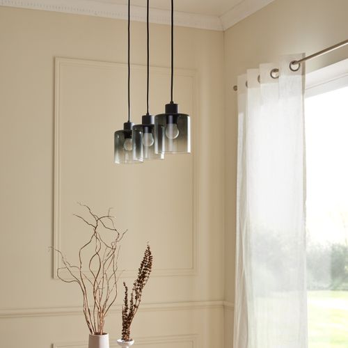 Suspension 3 lumières L. 64 cm JOHANNA Noire vue d'ambiance 1
