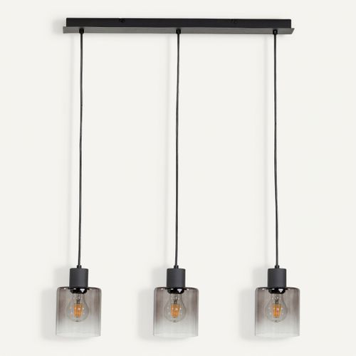 Suspension 3 lumières L. 64 cm JOHANNA Noire vue de face