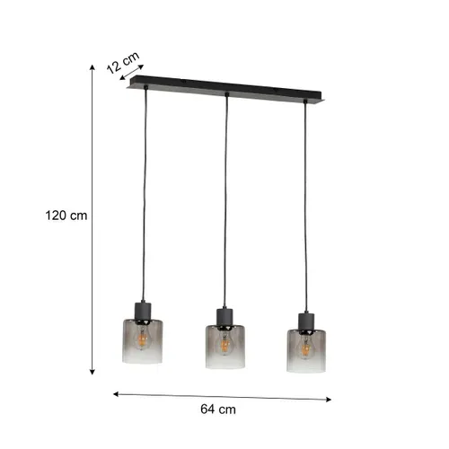 Suspension 3 lumières L. 64 cm JOHANNA Noire