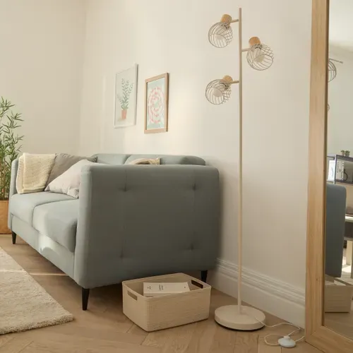 Lampadaire 3 têtes H. 149 cm LUISIANA Blanc crème vue d'ambiance 1