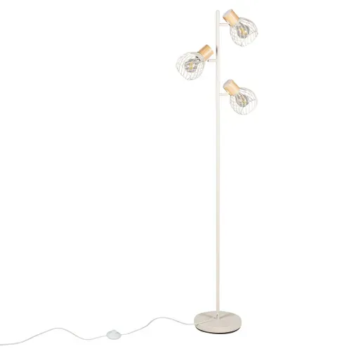 Lampadaire 3 têtes H. 149 cm LUISIANA Blanc crème vue 3/4