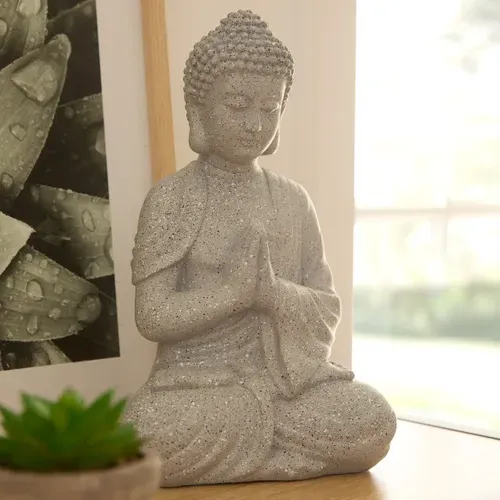 Statue buste H. 28 cm BOUDDHA Gris vue d'ambiance 1