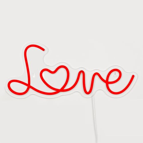 Néon mural LED USB L. 42 cm LOVE Rouge vue de face