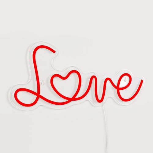 Néon mural LED USB L. 42 cm LOVE Rouge vue 3/4