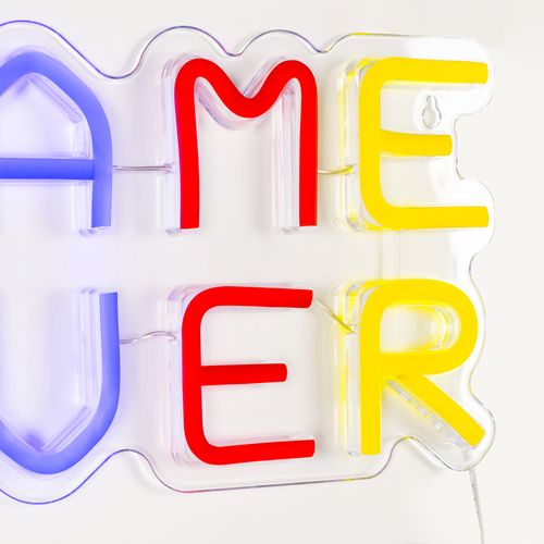 Néon mural LED USB L. 32 cm GAME OVER Multicolore vue détaillée