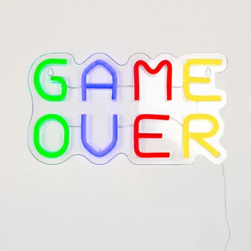 Néon mural LED USB L. 32 cm GAME OVER Multicolore vue de face