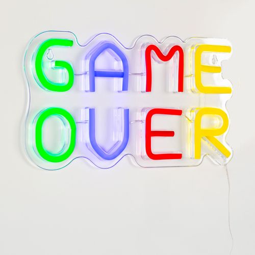 Néon mural LED USB L. 32 cm GAME OVER Multicolore