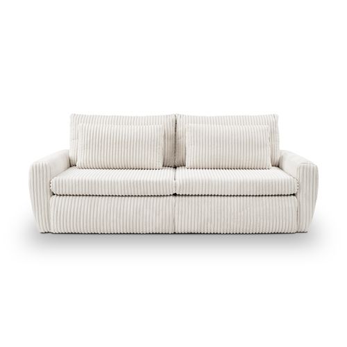 Canapé 3 places convertible MEVI tissu ambiance blanc
