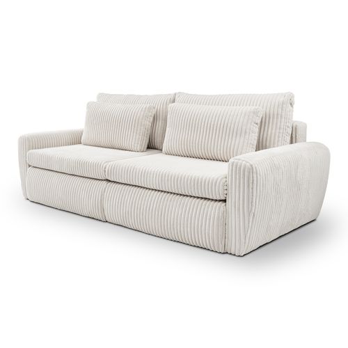 Canapé 3 places convertible MEVI tissu ambiance blanc