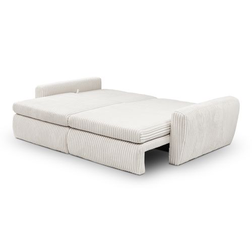 Canapé 3 places convertible MEVI tissu ambiance blanc