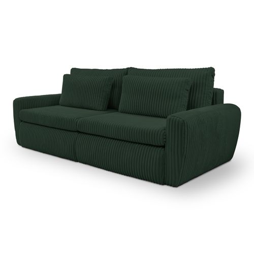 Canapé 3 places convertible MEVI tissu ambiance kaki