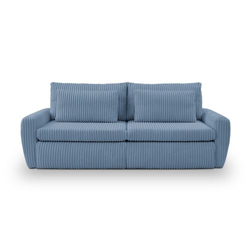 Canapé 3 places convertible MEVI tissu ambiance bleu clair
