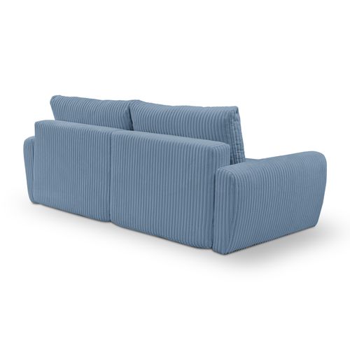 Canapé 3 places convertible MEVI tissu ambiance bleu clair