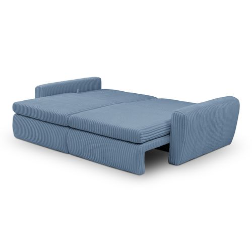 Canapé 3 places convertible MEVI tissu ambiance bleu clair