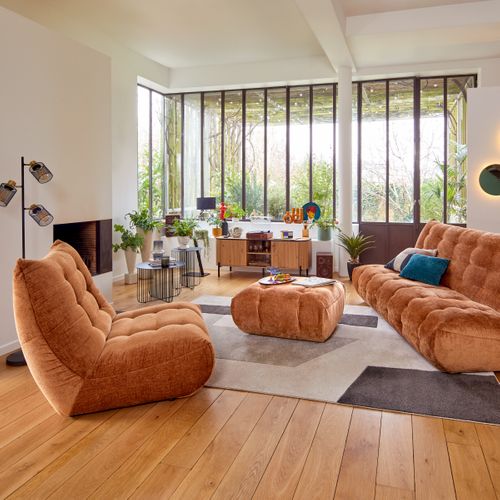 Fauteuil FORIO tissu moutarde