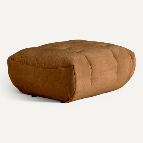Pouf FORIO tissu moutarde vue 3/4