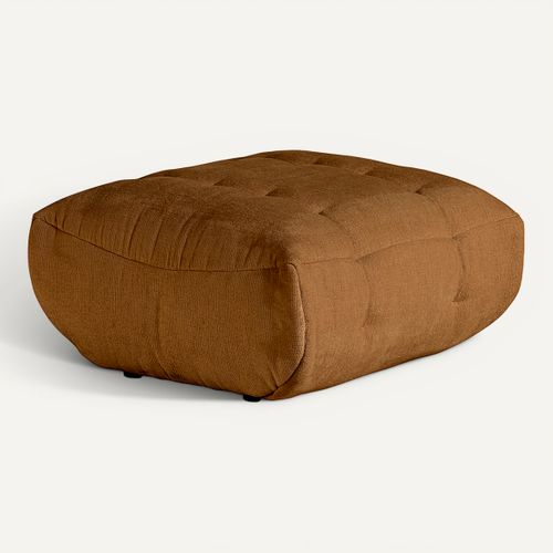 Pouf FORIO tissu moutarde vue de derrière