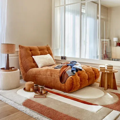 Chaise longue FORIO tissu mustard vue d'ambiance 1