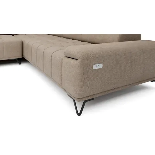 Canapé d'angle gauche relax PALLADIO tissu eden beige vue accessoires
