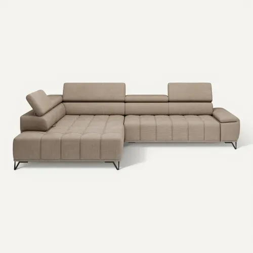 Canapé d'angle gauche relax PALLADIO tissu eden beige vue de face