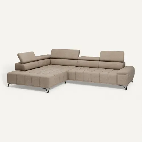 Canapé d'angle gauche relax PALLADIO tissu eden beige vue 3/4