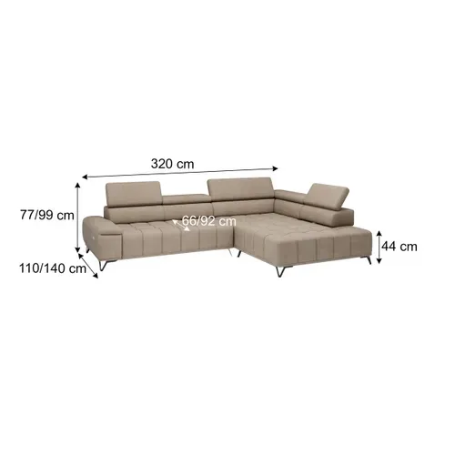 Canapé d'angle gauche relax PALLADIO tissu eden beige