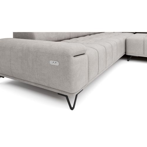 Canapé d'angle droit relax PALLADIO tissu eden blanc cassé