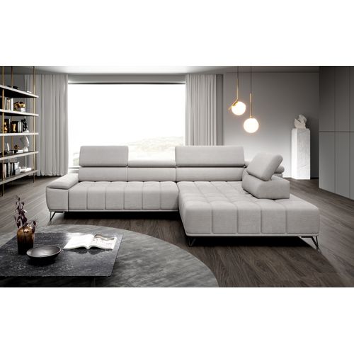 Canapé d'angle droit relax PALLADIO tissu eden blanc cassé