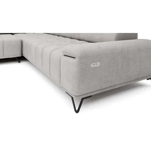 Canapé d'angle gauche relax PALLADIO tissu eden blanc cassé