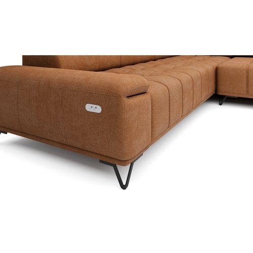 Canapé d'angle droit relax PALLADIO tissu eden terracotta vue accessoires