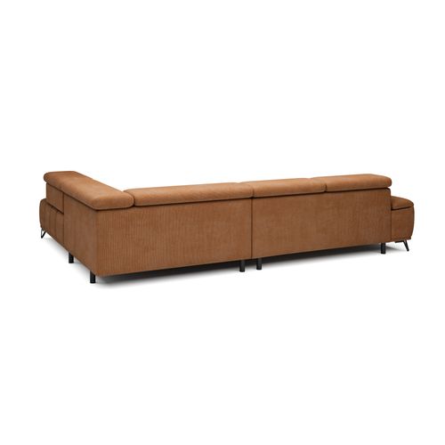 Canapé d'angle droit relax PALLADIO tissu eden terracotta vue de derrière