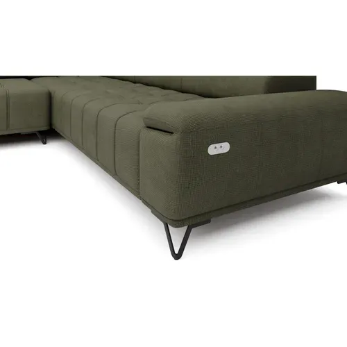 Canapé d'angle gauche relax PALLADIO tissu eden vert vue accessoires