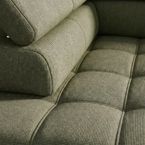 Canapé d'angle gauche relax PALLADIO tissu eden vert vue détaillée