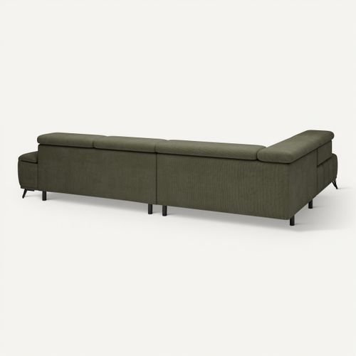 Canapé d'angle gauche relax PALLADIO tissu eden vert vue de derrière