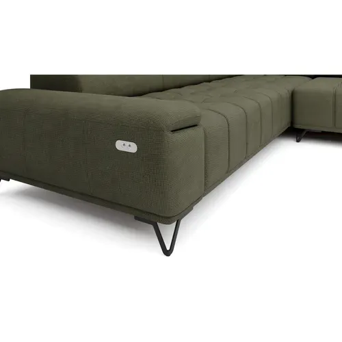 Canapé d'angle droit relax PALLADIO tissu eden vert vue accessoires