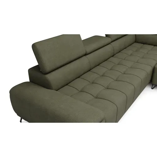 Canapé d'angle droit relax PALLADIO tissu eden vert vue détaillée