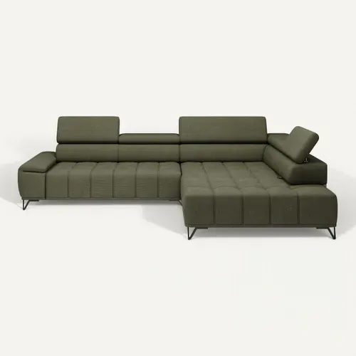 Canapé d'angle droit relax PALLADIO tissu eden vert vue de face