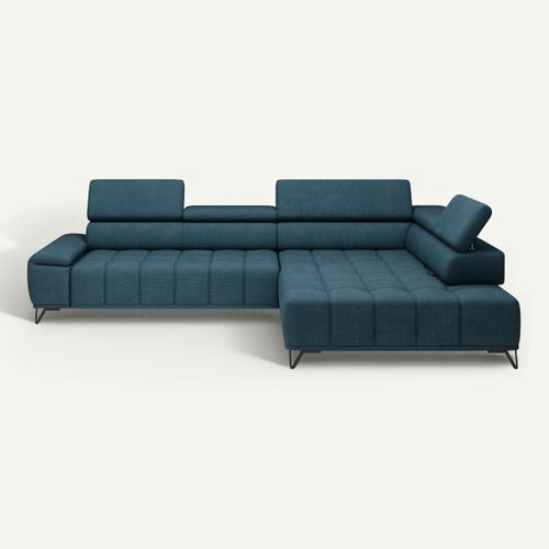 Canapé d'angle droit relax PALLADIO tissu eden bleu clair vue de face