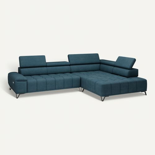 Canapé d'angle droit relax PALLADIO tissu eden bleu clair vue 3/4