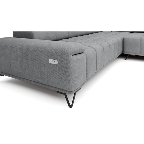 Canapé d'angle droit relax PALLADIO tissu eden gris vue accessoires