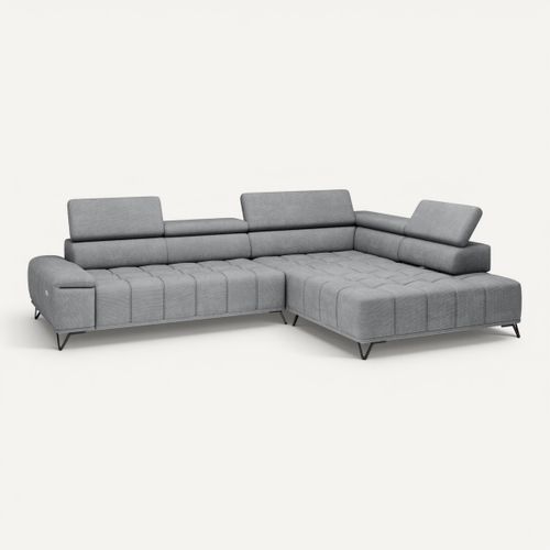 Canapé d'angle droit relax PALLADIO tissu eden gris vue 3/4