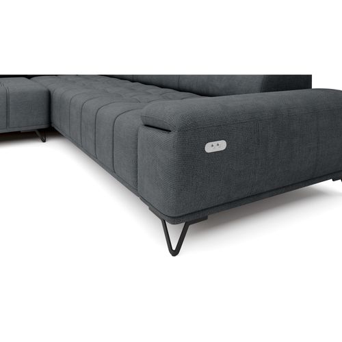Canapé d'angle gauche relax PALLADIO tissu eden gris foncé