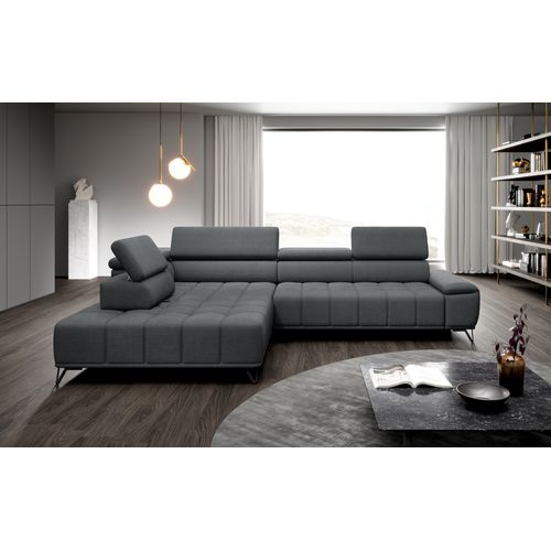 Canapé d'angle gauche relax PALLADIO tissu eden gris foncé